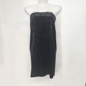 BCBGenerations Black Velvet Strapless Straight Mini Cocktail Laced Dress Women L